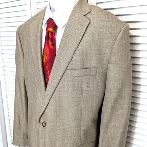 Lauren Black Label Linen Blend Blazer Jacket Sport Coat Mens 48R Taupe Tan